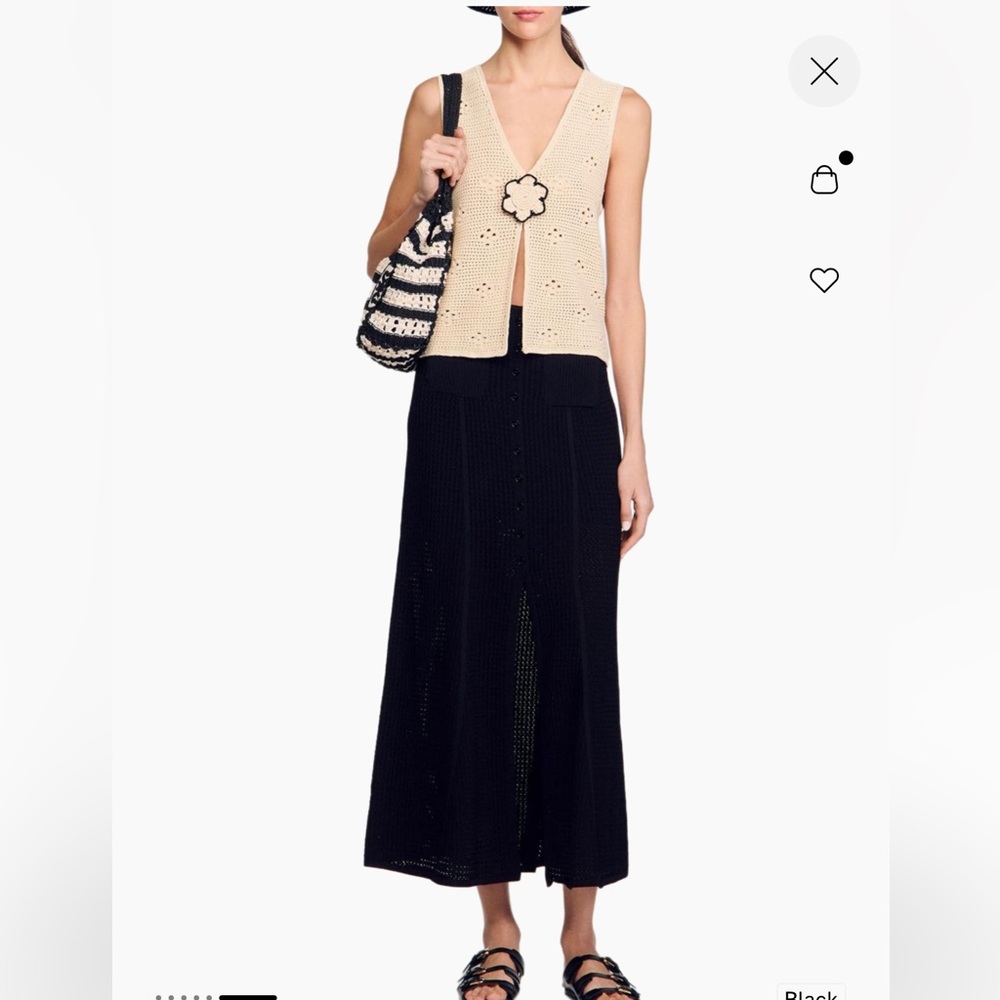 Sandro Maxi Decorative Knit Skirt